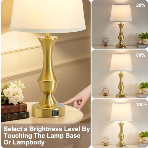 Luvkczc 22" Gold Table Lamps Set of 2 - Modern Luxury Bedside Lamps