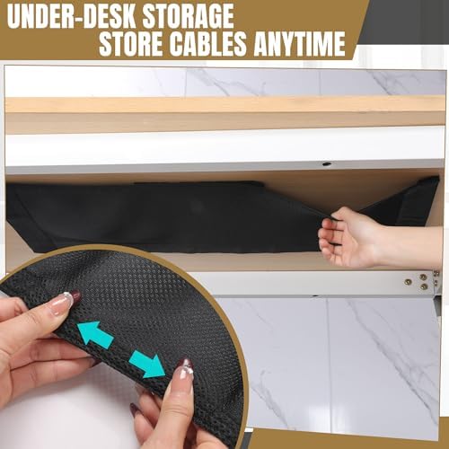 MABOZOO Under Desk Privacy Panel and Cable Management Net - 2pcs, Cord Organizer and Skirt for Home Office or Standing Workstation (48" Panel)