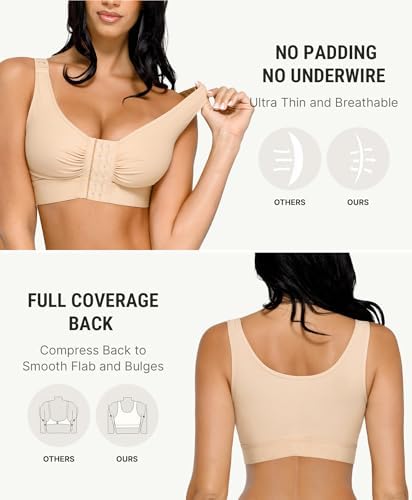 FeelinGirl Post Surgery Compression Bra for Women's Front Closure Bra
