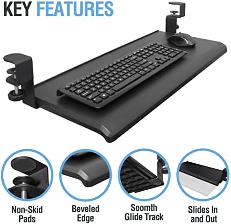 Max Smart Ergonomic Small Clamp On Keyboard Tray and Clamp on Cup Holder