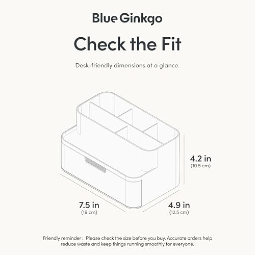 BLUE GINKGO Compact Desk Organizer, Transperent, Made in Korea