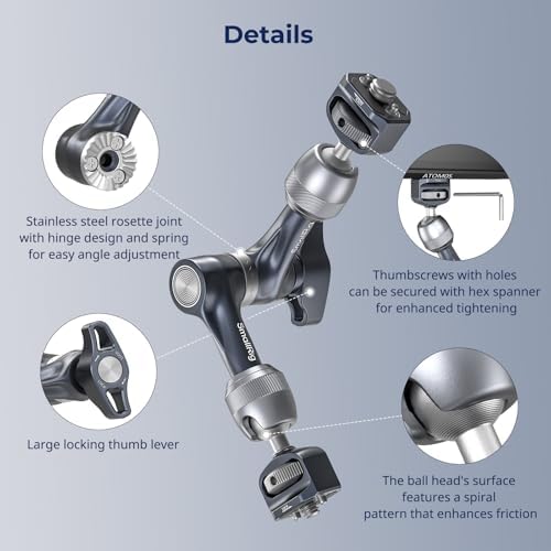 SMALLRIG 7" Rosette Magic Arm, Camera Monitor Mount, Articulating Arm with 1/4"-20 and 3/8"-16 Locating Screw for ARRI, Max Load Capacity 3.5kg Friction Arm, for Cameras, Monitors, LED Lights