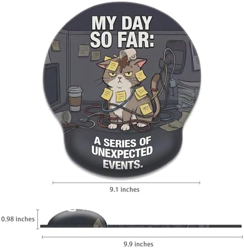 Britimes Ergonomic Mouse Pad with Wrist Support, Cat Coffee Grey