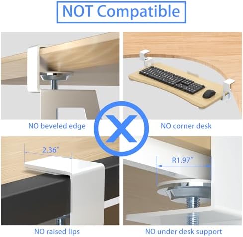 suptek Keyboard Tray Under Desk Pull Out with C Clamp Mount, Computer Keyboard & Mouse Tray, 25.6 (30 Including Clamps) x 11.8 inch Slide-Out Platform Computer Drawer for Typing, Light Wood, DSF1QM