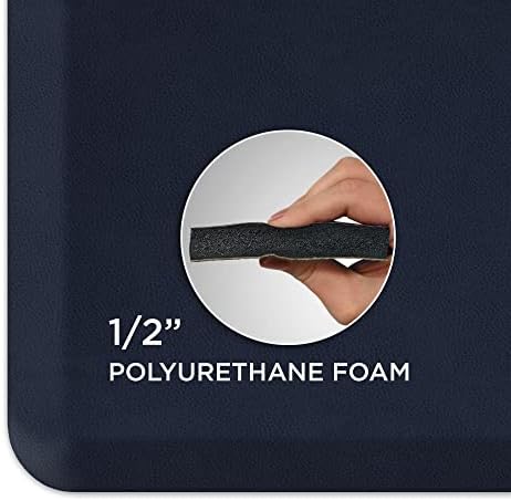 NewLife by GelPro Anti-Fatigue Nonslip 1/2" Thick Hard Floor Utility Mat for Garage, Patio and Kitchen, 20" x 72", Leather Grain Navy