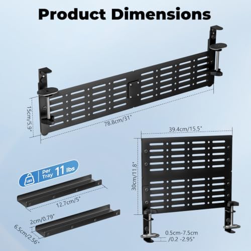 JOY worker 4-in-1 Clamp on Above/Under Desk Pegboard Cable Management Tray