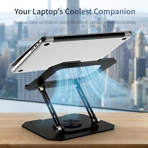 Laptop Stand for Desk, 360 Rotating Computer Riser with Adjustment Wrench, Ergonomic Laptop Riser for Collaborative, Work Foldable & Heavy Duty Tablet Stand Fit 10-15.6” Laptops