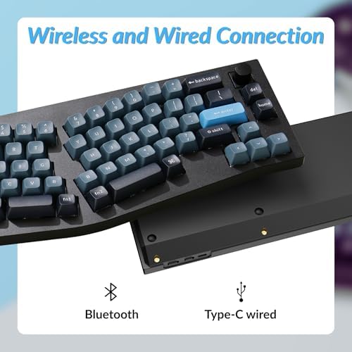 Keychron Q8 Pro QMK/VIA Programmable Wireless Custom Mechanical Keyboard, 65% Alice Layout Bluetooth/Wired, Hot Swappable, Ergonomic, Aluminum, RGB Backlit for Mac Windows Linux-Black