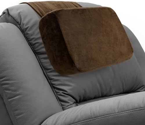 HOMBYS Memory Foam Neck Pillow for Recliner, Adjustable Headrest Cushion with Soft Plush Fabric and Medium Firm Filling, Design for Recliner Sofa Armchair, Machine Washable and Non-slip (Coffee Color)