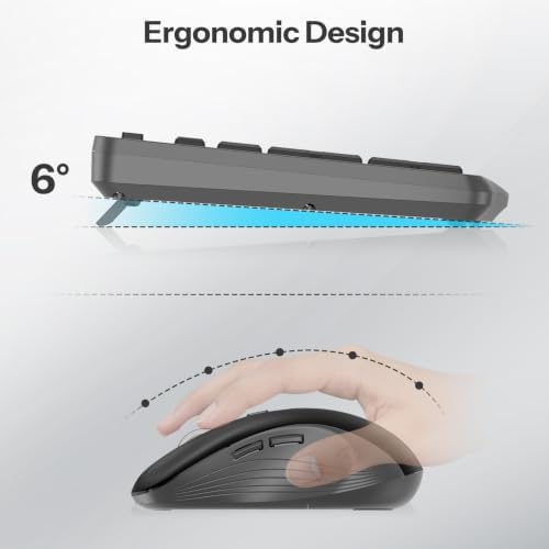 OMOTON Wireless Keyboard and Mouse Combo,2.4G USB Receiver & Phone Holder