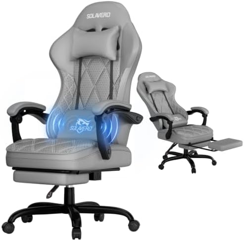 HLDIRECT Gaming Chair with Massager Lumbar Support, 400LBS Weight Capacity