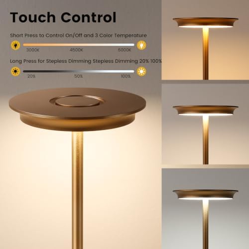 LED Rechargeable Cordless Table Lamp Battery Operated Light 2P Bronze