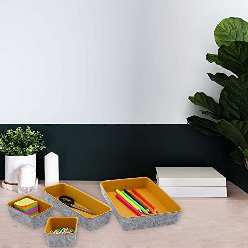Welaxy 8-Piece Felt Drawer Organizers Curry Desk Tray Makeup Storage