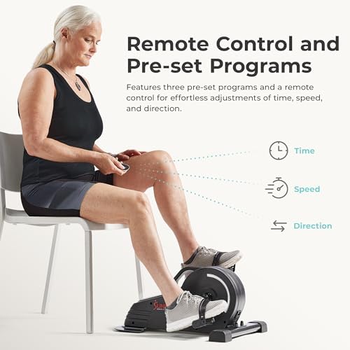 Sunny Health & Fitness Smart Motorized 2-in-1 Pedal Exerciser, Indoor Compact Under-Desk Mini Bike for Low-Impact Cardio Workout and Physical Therapy, Free SunnyFit Training App Connection