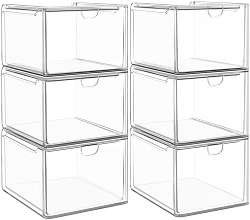 caktraie 6-Pack Stackable Acrylic Storage Drawers, Small