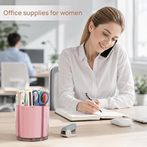 360° Rotating Pen Holder for Desk Adjustable Pencil Organizer, Pink