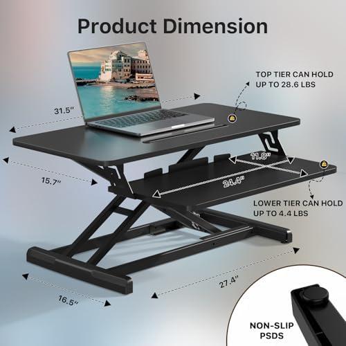 JOY worker Standing Desk Converter, 32" Height Adjustable Sit Stand Riser