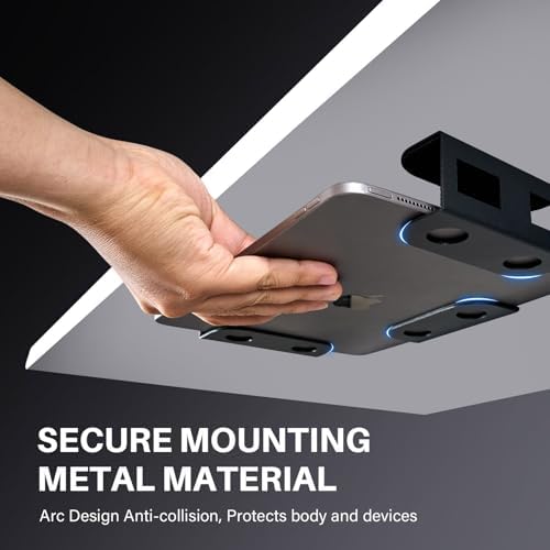 BYMECOST Under Desk Laptop Mount, Metal Under Desk Storage Holder, Black