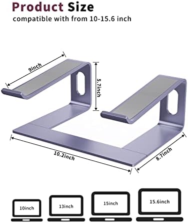 ALASHI Ergonomic Laptop Stand, Aluminum Desk Riser, 10-15.6", Light Purple