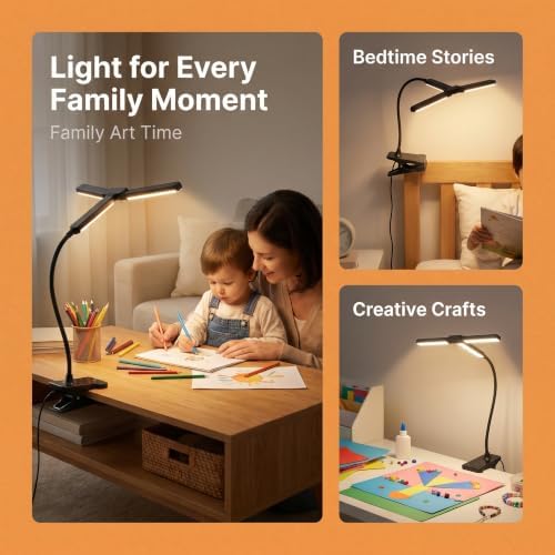 holoith 3 Head Foldable Clip On LED Easel Lamp for Artists