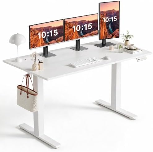 Claiks 55 x 24 Inch White Electric Standing Desk
