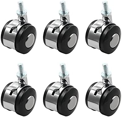 8pcs Swivel Caster Wheels Alloy Threaded Stem Caster Wheel for Office Chair 1.57inch Black Silver with Brake