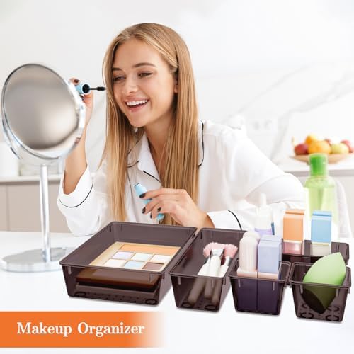 SpaceHacks 25 PCS Plastic Drawer Organizer, 4-Size Versatile Organizer Trays & storage Bins