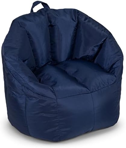 Big Joe Milano Bean Bag Chair for Kids, Teens, Adults, Durable Easy-Clean Navy Smartmax, Nylon Polyester Blend, Lightweight Seat for Reading Nook and Gaming, 2.5 Foot Refillable