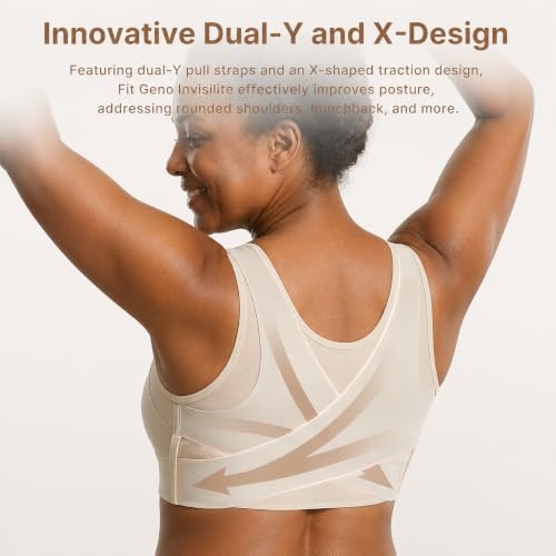 Posture Corrector Bra for Women, Back Support Front Closure Wireless Bra