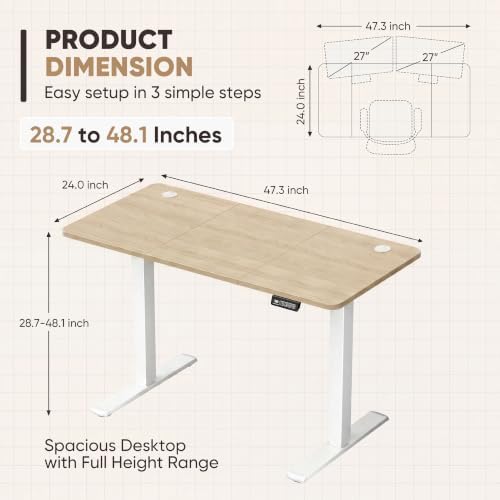 Furmax 48 Inches Electric Height Adjustable Standing Desk Home Office Desk