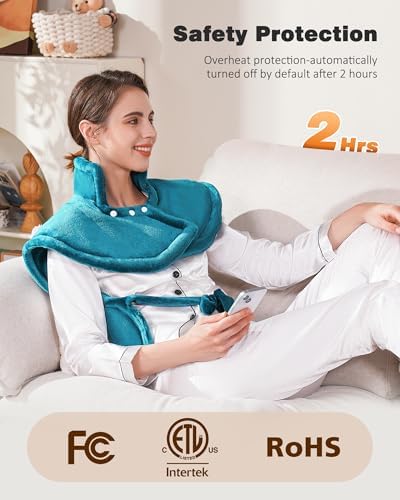 Premium Heating Pad for Neck, Shoulders and Back Pain Relief, 2.5lb Weighted Large 24"x33" Wearable Electric Heating Pad, Fast Heating, ETL Certified, Gift for Women and Men, Ideal for Mom & Dad
