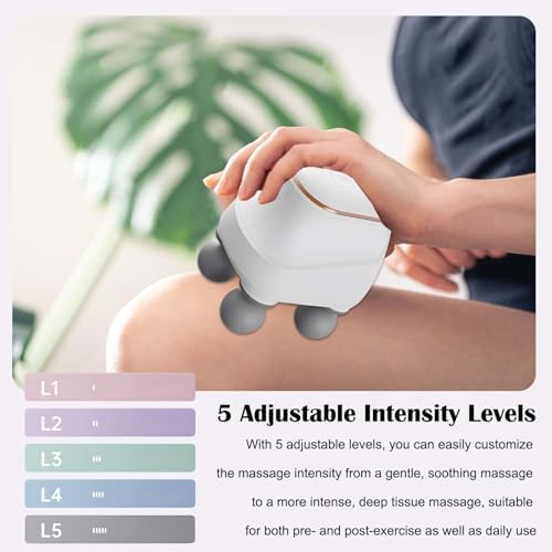 2025 New 4-Head Deep Tissue Electric Percussion Massager for Muscle Relaxation - 5 Adjustable Levels, Rechargeable Vibration Massage Device for Neck, Back, Shoulder, Leg (Black)