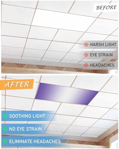 Purple White Minimalist Geometric Ombre Art Magnetic Fluorescent Light Covers for Ceiling Lights 2 x 4 Feet, Office Classroom Kitchen Drop Ceiling Light Covers Lighting Filters Shade Panel 1 Pack