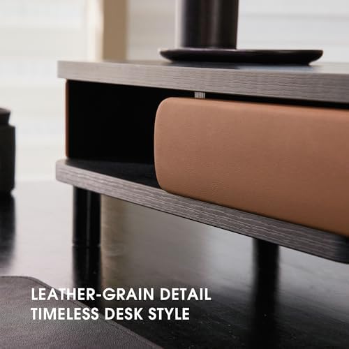 Fenge Dual Monitor Stand with Large Storage Drawer, 42.5" Desk Shelf, Black