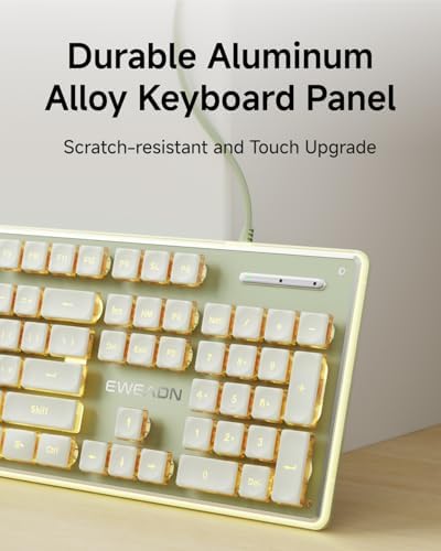 Wired Keyboard with Warm Backlight Pudding Keycaps, Full Size, Green