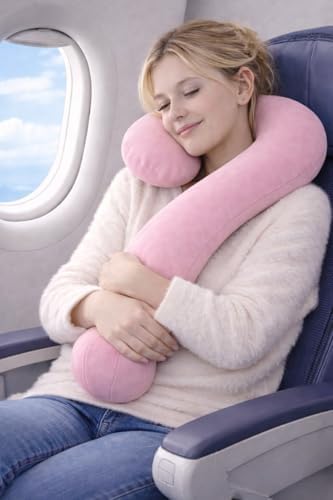 EVOLIVE Question Mark Neck Pillow 15"x24", Velvet Ergonomic Support (Pink)