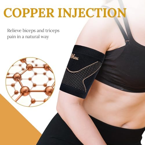 Copper Bicep Tendonitis Brace, Upper Arm Compression Sleeve for Pain Relief