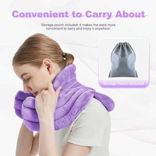 MORLIDEN Neck Heating Pad Microwavable for Shoulders, Warmer Wrap Microwave Heating Pad for Neck and Shoulders for Pain Relief (Purple)