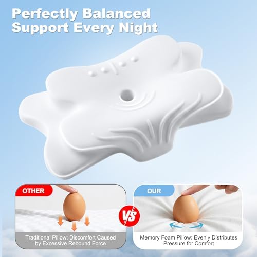 VYLEE Cervical Neck Pillow for Pain Relief, Cooling Memory Foam Pillow