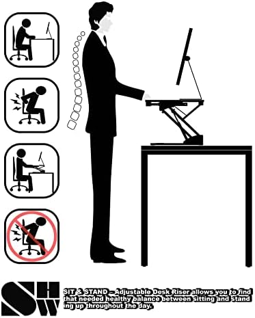 SHW 28" Over Desk Height Adjustable Standing Desk, Black