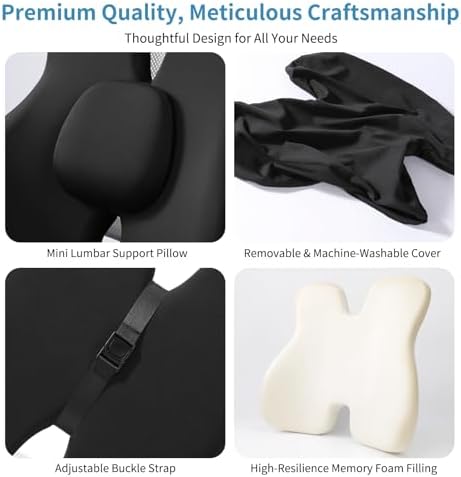 Lumbar Support Pillow, Memory Foam Back Support for Office Chair