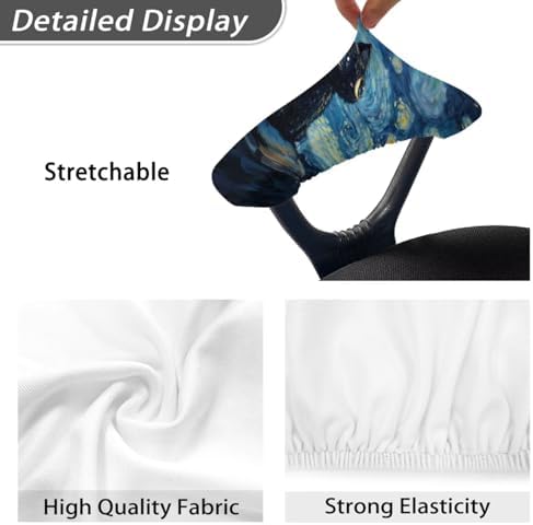 Starry Cat Print Office Chair Arm Covers Protectors Dust-Proof Soft Comfy Computer Chair Armrest Covers for Home Decor, Easy to Install