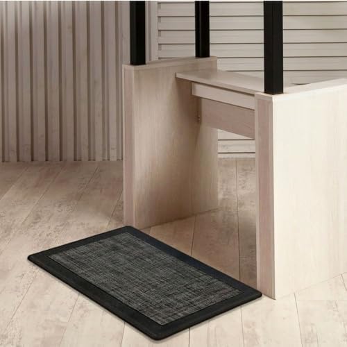 PowerSellerUSA Anti-Fatigue Clarke Comfort Floor Mat, Non-Slip Cushioned Standing Mat, ECO PVC Foam, Easy to Clean, for Kitchen, Bathroom, Living Room & Office Standing Desk, 18" x 30", Black