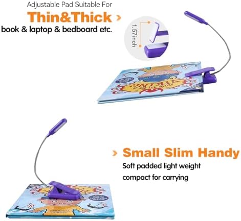VAVOFO Rechargeable Book Light for Reading in Bed Kids, 7 LED Reading Light with 9-Level Warm Cool White Daylight, Eye Care Lamp with Power Indicator for Bookworms (Dark Purple)