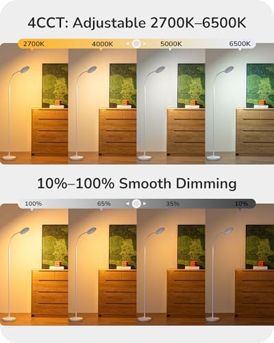 EDISHINE Gooseneck Floor Lamp 1300LM LED Floor Lamps for Living Room White