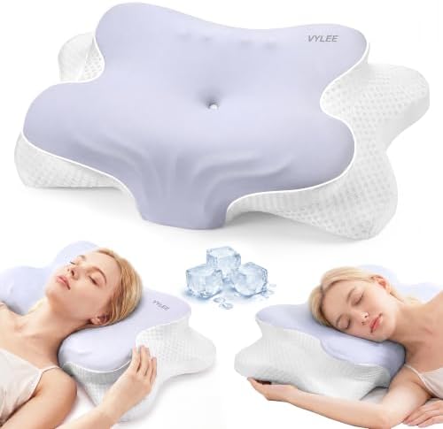 VYLEE Cervical Neck Pillow, Memory Foam Contour Pillow (Purple)