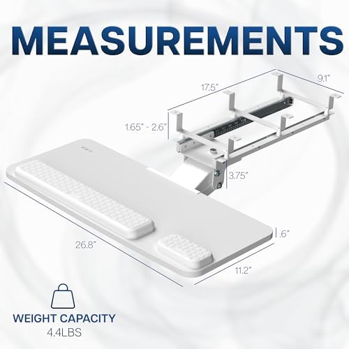 VIVO Premium White Under Desk 27 x 11 in Keyboard Tray, MOUNT-KB27P-W