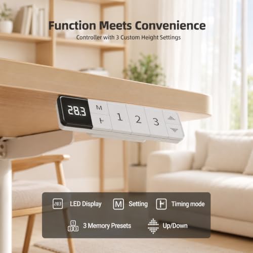 Claiks Electric Standing Desk, 48x24 Inch, Nature