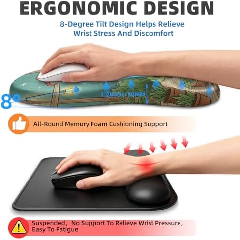 Ergonomic Mouse Pad with Wrist Rest, Memory Foam Wrist Support,Massage Bump