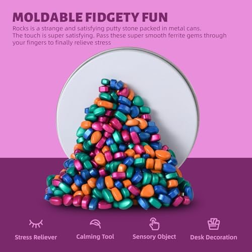 LCVUUK Fidget Toys Adults,Sensory Stones for Stress Relief,300+Multicolour Smooth Ferrite Rocks, Desk Fidgets Toy,Adults Gifts, Holiday Stocking Stuffer